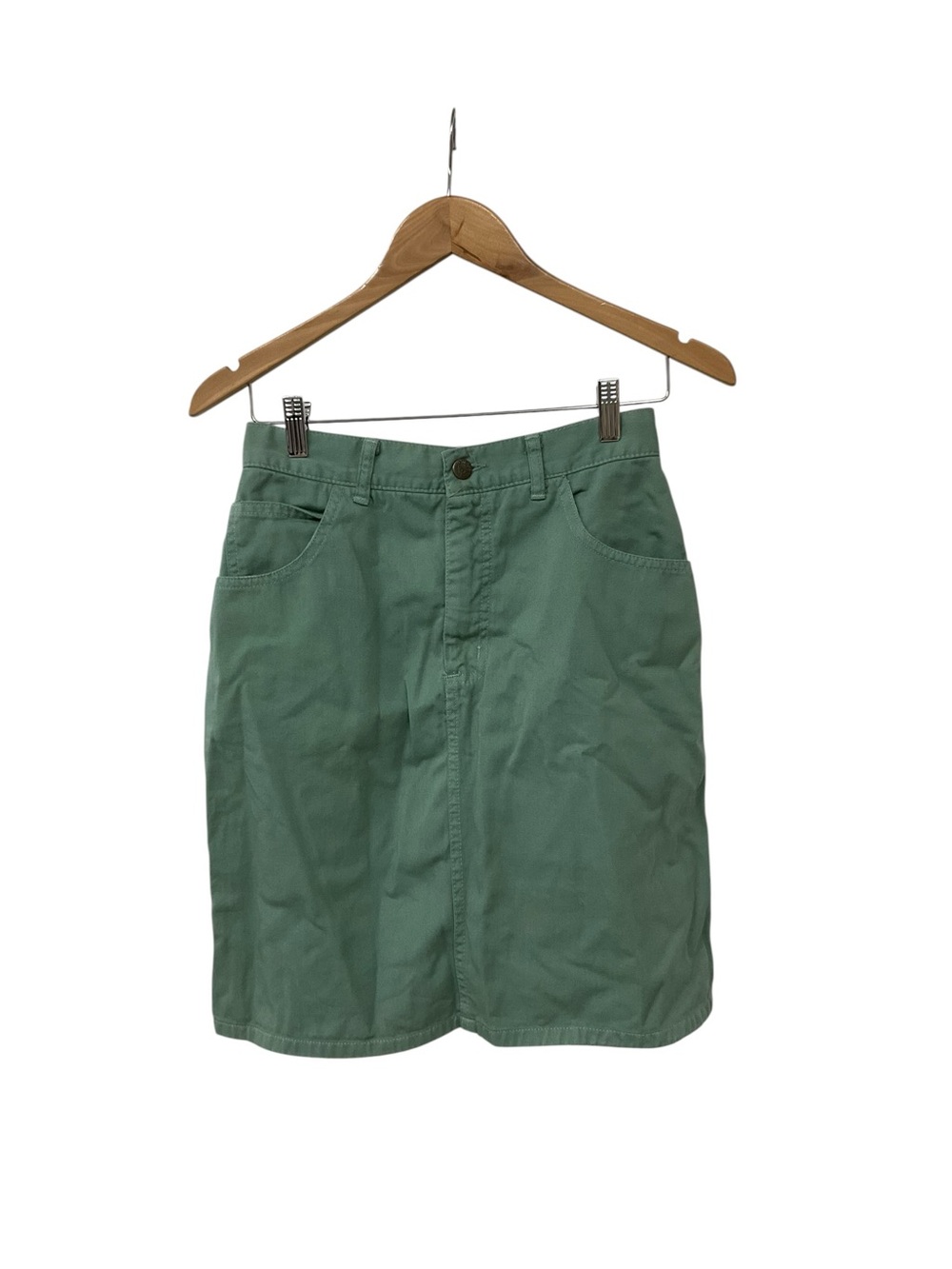 Guess Sage Green Midi Skirt with Front Pockets